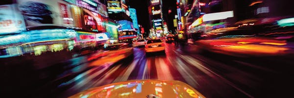 Canvas Print: View From Moving Vehicle, Times Square, New York, USA by Panoramic Images
