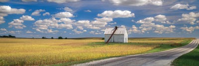Country Road, Clouds, Barn, Stelle, IL by Panoramic Images canvas print