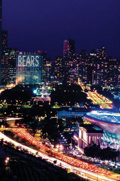 Fine Art Print: Bears Name In Lights, Bears Vs. Packers, Soldier Field, Chicago, Illinois, September 29,2003 by Panoramic Images