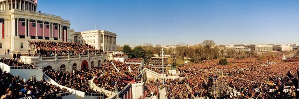 Washington, D.C.: President Clinton At The Inauguration Ceremony, Capitol Building, Washington Dc, USA by Panoramic Images