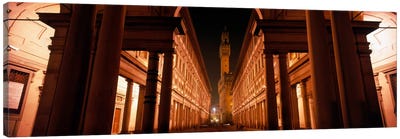 Palazzo Vecchio At Night As Seen From Piazzale degli Uffizi, Florence, Tuscany, Italy Canvas Art Print - Column Art