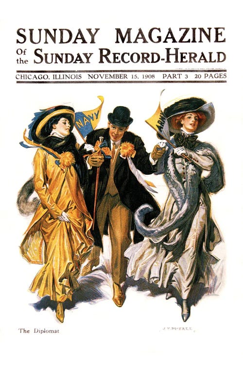 Stylish Man With Two Women On The Way To Annual Army Vs Navy American Football Game