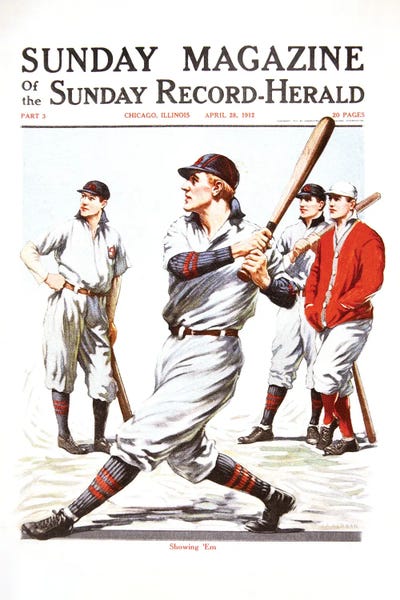 Baseball Player Showing Off His Stance And Swing Cover Of Chicago Sunday Magazine