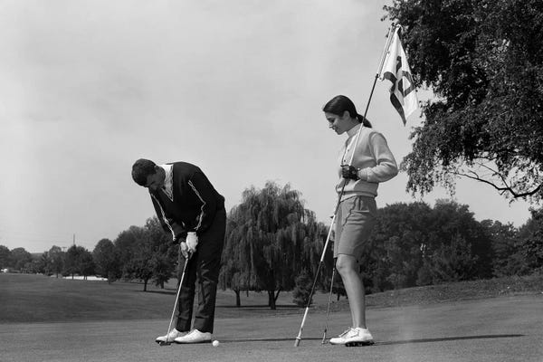Fine Art Print: 1960s Couple Man Woman Put Putting by Panoramic Images