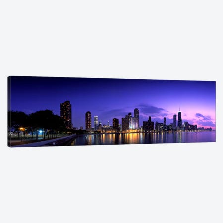 Night Skyline Chicago IL USA Canvas Print #PIM1646} by Panoramic Images Canvas Wall Art