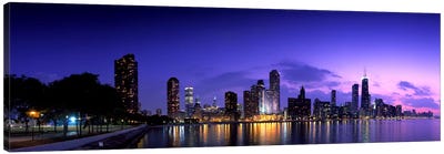 Night Skyline Chicago IL USA Canvas Art Print - Panoramic Cityscapes