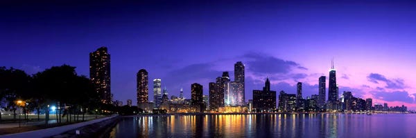 Illinois: Night Skyline Chicago IL USA by Panoramic Images