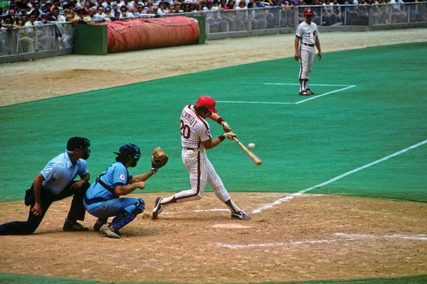 Athletes & Coaches: 1980s Schmidt Batting For Phillies Against Chicago Cubs Veteran's Stadium Philadelphia PA USA by Panoramic Images
