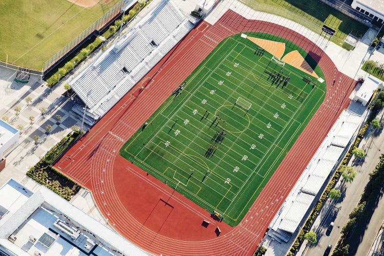 Aerial View Of Football Field And Track, City Of Los Angeles, Los Angeles County, California, USA