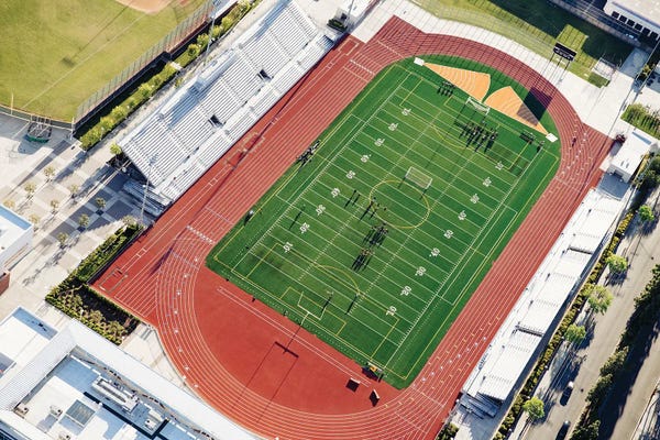 Aerial Photography: Aerial View Of Football Field And Track, City Of Los Angeles, Los Angeles County, California, USA by Panoramic Images