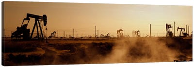 Oil Derrick, South Belridge Oil Field, Kern County, California, USA Canvas Art Print - Panoramic & Horizontal Wall Art