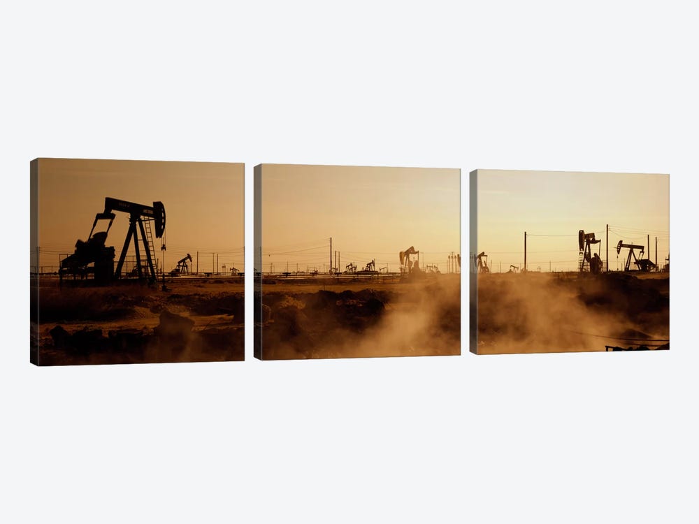 Oil Derrick, South Belridge Oil Field, Kern County, California, USA by Panoramic Images 3-piece Canvas Art Print