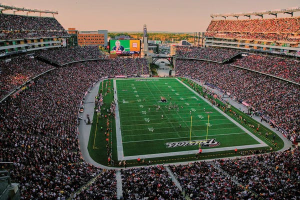 Elevated View Of Gillette Stadium, Home Of New England Patriots, October 16, 2011, Foxborough, Boston, Ma