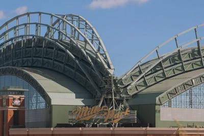 Exterior View Of The Miller Park, Milwaukee, Wisconsin, USA by Panoramic Images metal wall art