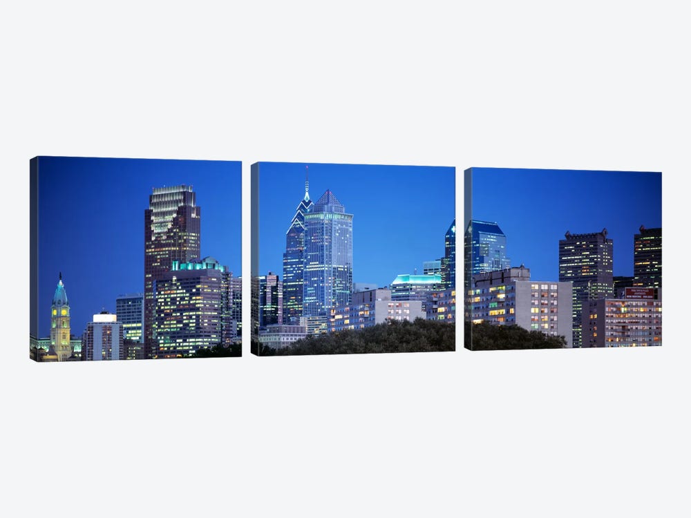 Night, Philadelphia, Pennsylvania, USA by Panoramic Images 3-piece Art Print