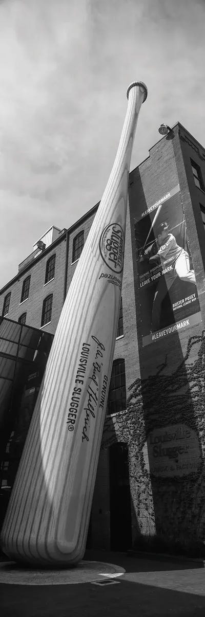 Giant Baseball Bat Adorns Outside Of The Louisville Slugger Museum And Factory, Louisville, Kentucky, USA by Panoramic Images multi panel art