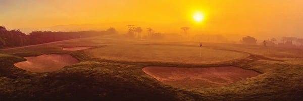 Golf Courses: Golf Course At Sunrise, Half Moon Bay Golf Links, California, USA by Panoramic Images