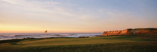 Golf Courses: Golf Course On The Coast, Half Moon Bay, California, USA by Panoramic Images