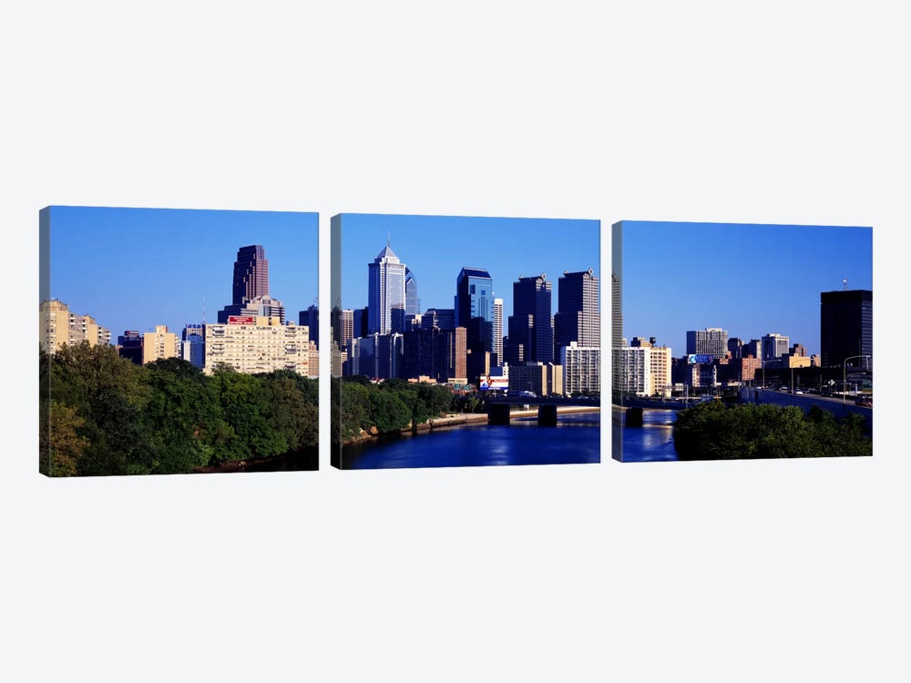Delaware River, Philadelphia, Pennsylvania, USA by Panoramic Images 3-piece Canvas Print
