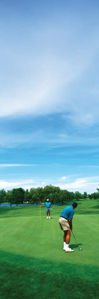 Golf Courses: Golfer Playing Golf In Gold Course, Hillcrest Country Club, City Of Los Angeles, California, USA by Panoramic Images