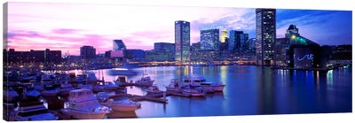 SunsetInner Harbor, Baltimore, Maryland, USA Canvas Art Print - By Water
