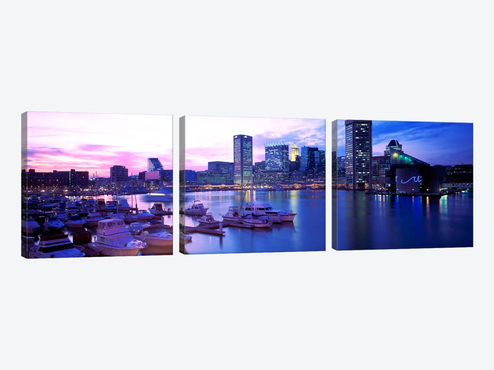 SunsetInner Harbor, Baltimore, Maryland, USA by Panoramic Images 3-piece Art Print