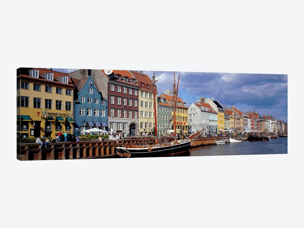 Brightly Colored Waterfront Townhouses, Nyhavn, Copenhagen, Denmark by Panoramic Images 1-piece Canvas Art