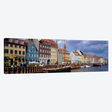 Brightly Colored Waterfront Townhouses, Nyhavn, Copenhagen, Denmark Canvas Print #PIM165} by Panoramic Images Canvas Artwork