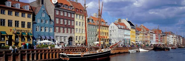 Denmark: Brightly Colored Waterfront Townhouses, Nyhavn, Copenhagen, Denmark by Panoramic Images
