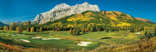 Golf Courses: Landscape With View Of Mountains And Kananaskis Golf Course, Kananaskis, Alberta, Canada by Panoramic Images