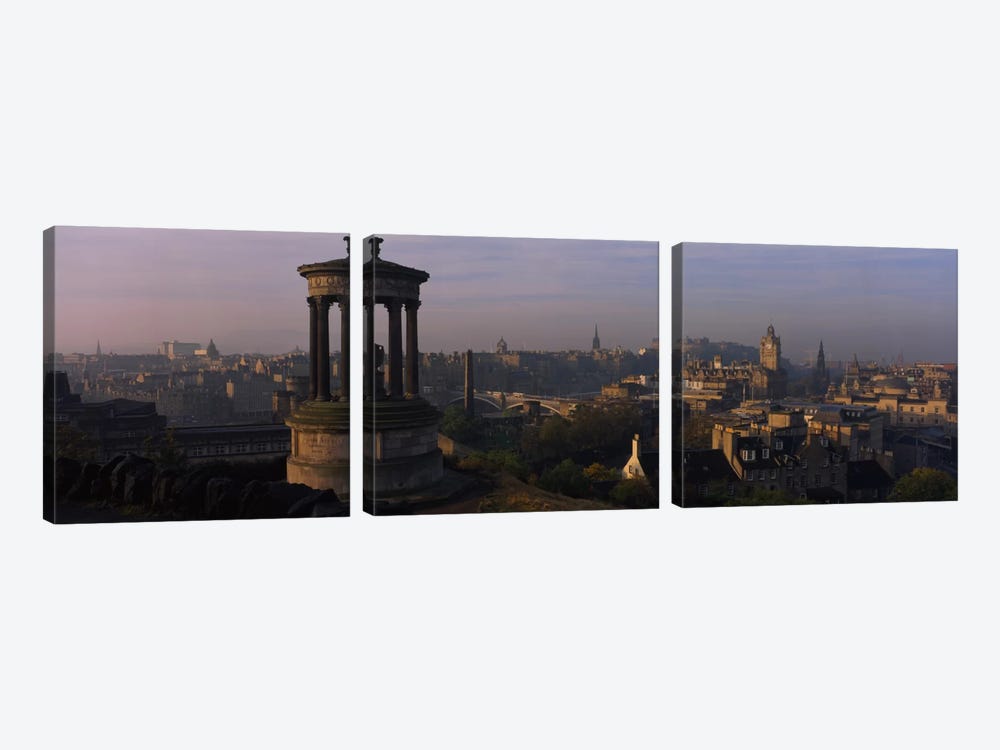 Dugald Stewart Monument With City Centre In The Background, Edinburgh, Scotland, United Kingdom by Panoramic Images 3-piece Canvas Wall Art