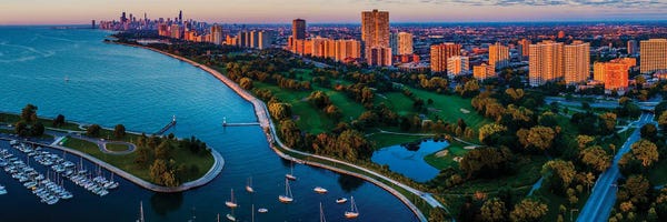 Canvas Print: Montrose Harbor And Sydney R. Marovitz Golf Course II, Chicago, Cook County, Illinois, USA by Panoramic Images
