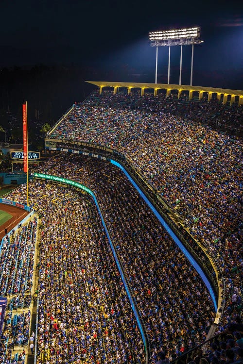 Crowd Along First Base Line - October 26, 2018 - Los Angeles, California, USA - Dodger Stadium