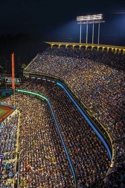 Los Angeles: Crowd Along First Base Line - October 26, 2018 - Los Angeles, California, USA - Dodger Stadium by Panoramic Images