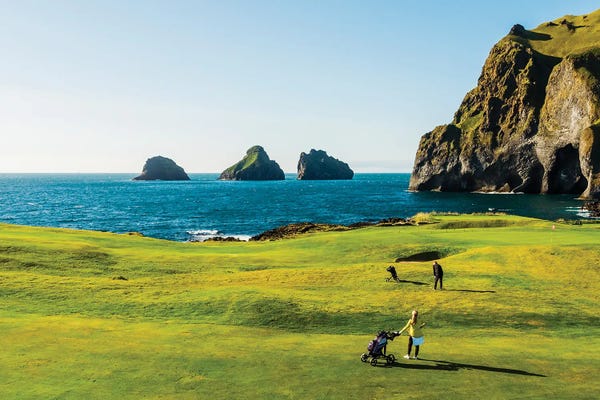 People Playing Golf. Vestmannaeyjar Golf Course, Heimaey, Westman Islands, Iceland