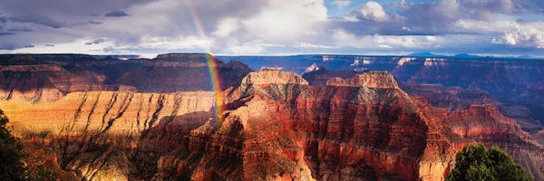 Grand Canyon National Park: Rainbow After A Brief Storm, Grand Canyon, Taken From The North Rim. Grand Canyon National Park, Arizona, USA by Panoramic Images