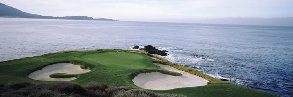Golf Courses: Sand Traps At Pebble Beach Golf Links, Pebble Beach, California, USA by Panoramic Images