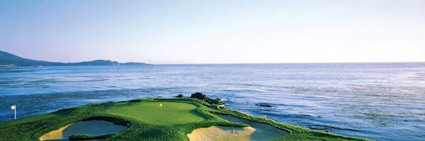 Sand Traps In A Golf Course, Pebble Beach Golf Course, Pebble Beach, Monterey County, California, USA
