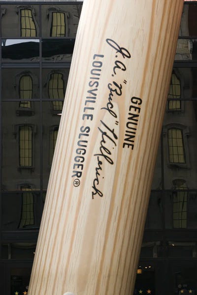 Sculpture Of A Giant Baseball Bat Outside The Louisville Slugger Museum And Factory, Louisville, Kentucky, USA
