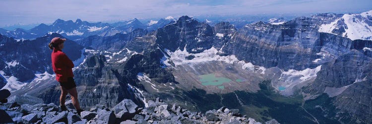 Side Profile Of A Woman Standing On A Mountain Top, Mt Temple, Banff National Park, Alberta, Canada by Panoramic Images wall art