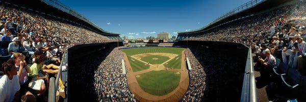 Canvas Print: Spectators Watching A Baseball Match In Yankee Stadium, View From Behind Home Plate, New York City, Ny by Panoramic Images