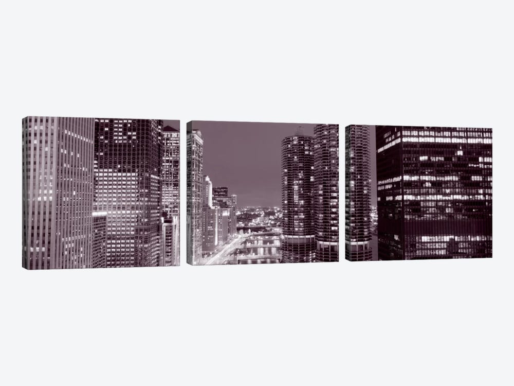 Wacker Drive, River, Chicago, Illinois, USA by Panoramic Images 3-piece Canvas Wall Art