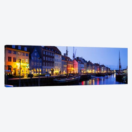 Waterfront Townhouses, Nyhavn, Copenhagen, Denmark Canvas Print #PIM166} by Panoramic Images Canvas Artwork