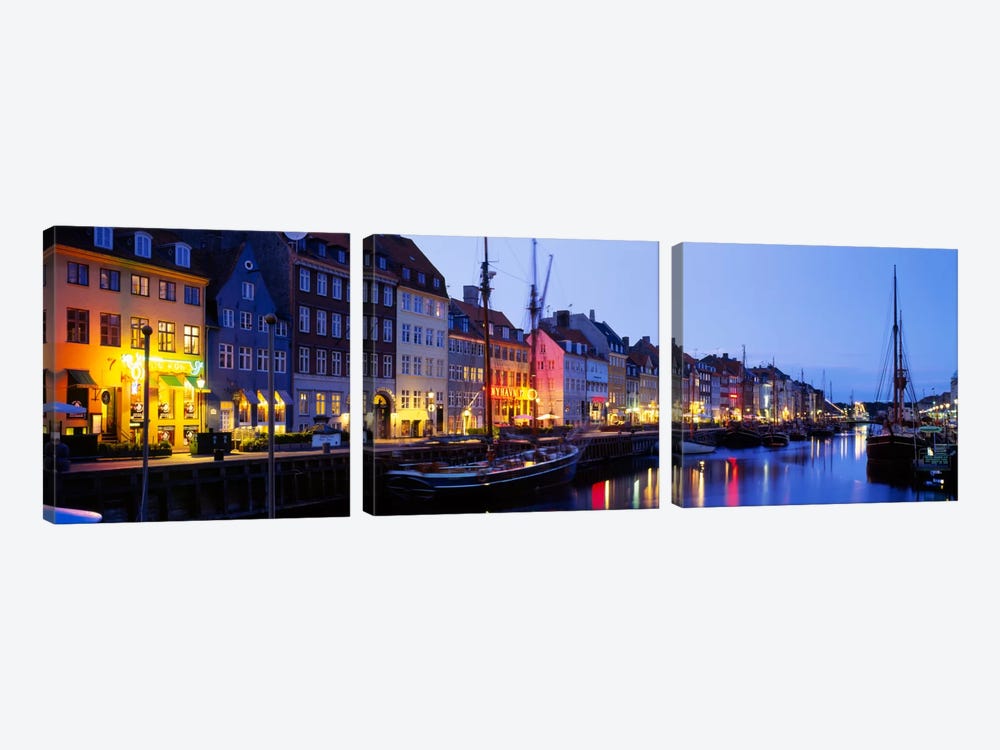 Waterfront Townhouses, Nyhavn, Copenhagen, Denmark by Panoramic Images 3-piece Art Print