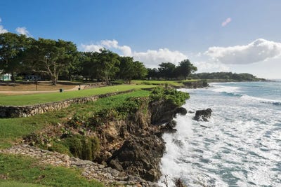 View Of Golf Course On Coast, Teeth Of The Dog, Casa De Campo, La Romana, Dominican Republic by Panoramic Images framed canvas print