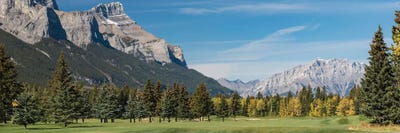 View Of The Canmore Golf Course, Mount Rundle, Cascade Mountain, Canmore, Alberta, Canada by Panoramic Images framed canvas print