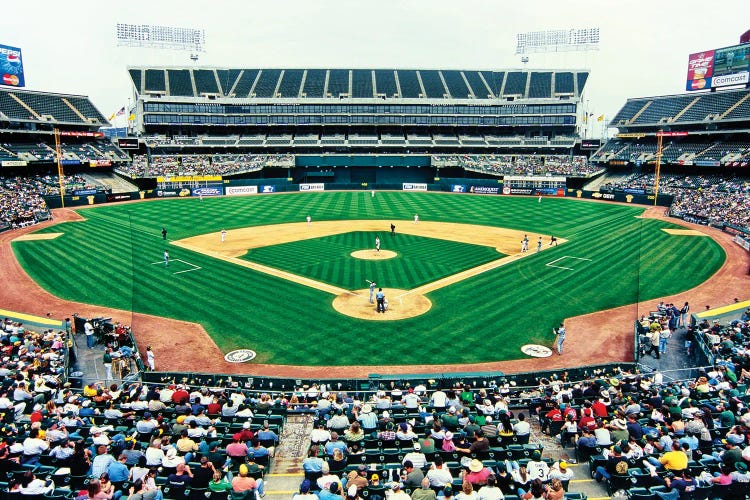 Baseball Match In Progress Between Athletics Vs Mariners In Oakland-Alameda County Coliseum, Oakland, California, USA