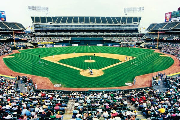 Oakland: Baseball Match In Progress Between Athletics Vs Mariners In Oakland-Alameda County Coliseum, Oakland, California, USA by Panoramic Images