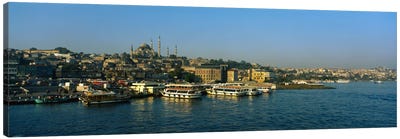 Boats moored at a harborIstanbul, Turkey Canvas Art Print - Turkey Art
