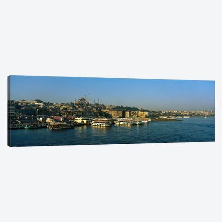 Boats moored at a harborIstanbul, Turkey Canvas Print #PIM1674} by Panoramic Images Canvas Print
